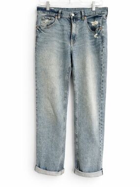 GAP ‘90s Loose Mid Rise Jeans 27 Distressed Straight Leg Vintage Wash